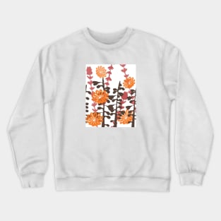 Orange Floral Pattern Crewneck Sweatshirt